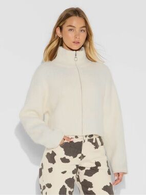 wild fable Cream Fuzzy Zip Front Sweater Jacket